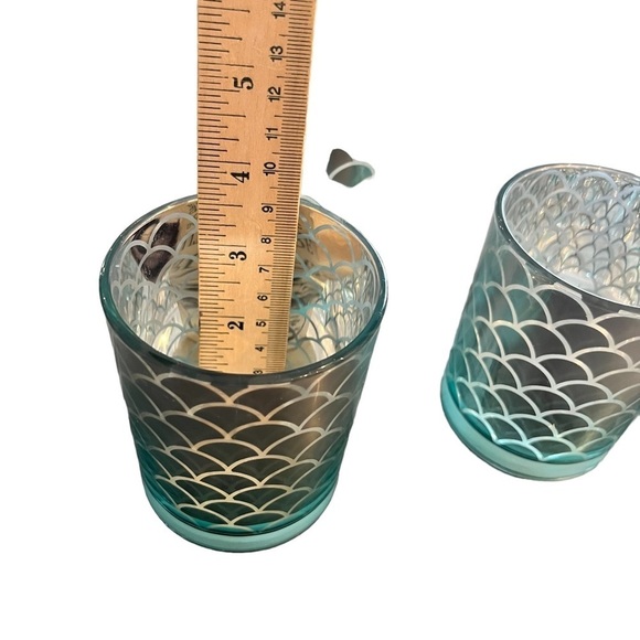 Source Unknown Blue and Silver Quilted Candle Holders - Picture 5 of 6